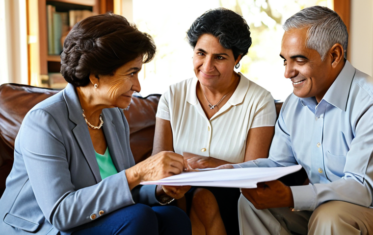 법무사 업무 중 고객 상담 사례 - Family Legal Planning**
"A multigenerational Hispanic family (abuela, parents, child) sitting comfo...