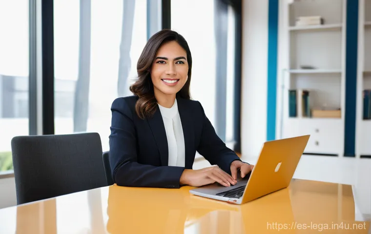 법무사 경력직 이직 준비 과정 - **Prompt:** "A determined and intelligent Hispanic legal professional in her late 30s, wearing smart...