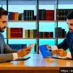 Home 21 법무사 시험 응시 자격 확인 - A professional legal office setting in Spain with a diverse group of young adults studying together,...
